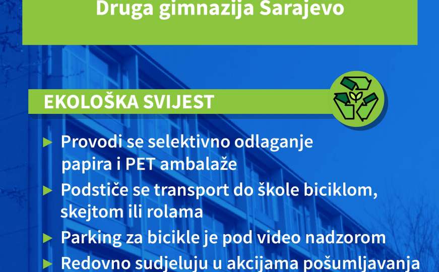 Infografika: Dobre ekološke prakse u Drugoj gimnaziji Sarajevo 
